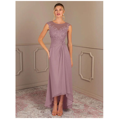 Party Dress For Mother Of The Bride Jewel Neck Sleeveless A-Line Pleated Wedding Guest Dresses