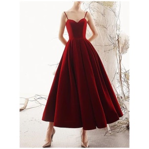 Prom Dress 2024 A-Line Sweetheart Neck Ankle-Length Sleeveless Backless Formal Dinner Dresses