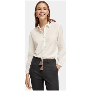 Scotch Soda Sale | Women's Lightweight pintuck blouse | 34 | Cotton Shirts | Afterpay Available