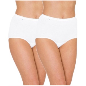 Sloggi Maxi Brief 2 Pack - White 12 10054778 Plus Size Knickers Underwear Panties - Afterpay Available