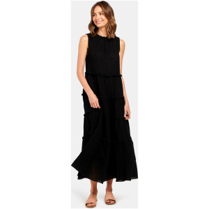 Sophie Slv Tiered Midi Dress Black