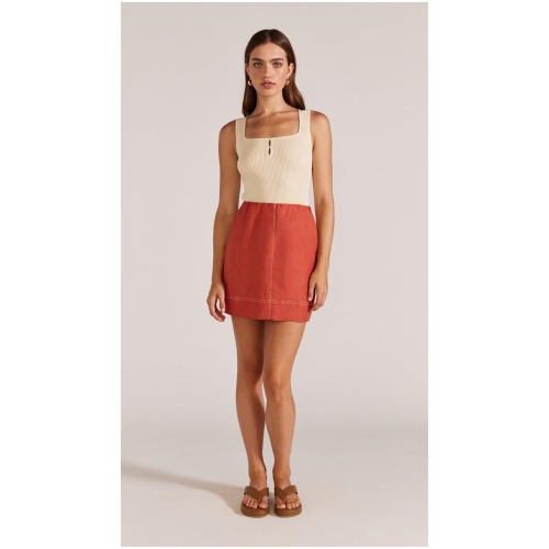 Staple The Label Sale | Women's EVALINA MINI SKIRT | Rust / XS | Linen Skirts | Afterpay Available