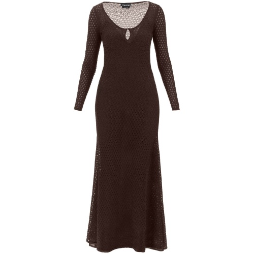 TOM FORD long knitted lurex perforated dress