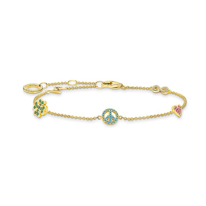 Thomas Sabo Sale | Women's Bracelet with symbols multicoloured gold | One Size | Gold Plated Bracelets & Cuffs | Afterpay Available