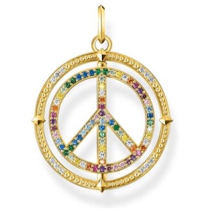 Thomas Sabo Sale | Women's Gold plated Pendant peace sign | One Size | Fashion Charms | Afterpay Available