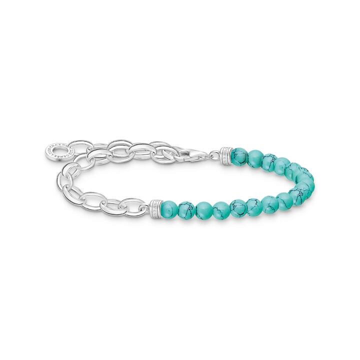 Thomas Sabo Sale | Women's Link Chain Turquoise Bead Bracelet | 17cm | Fashion Bracelets & Cuffs | Afterpay Available