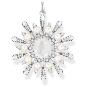 Thomas Sabo Sale | Women's Pendant milky quartz with winter sun rays silver | One Size | Fashion Charms | Afterpay Available