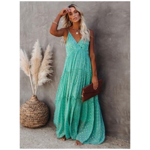 V-Neck Maxi Dress Sleeveless Casual Floor Length Dress