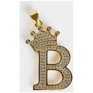 Vendetta Crown Letter B Pendant in Gold