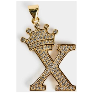 Vendetta Crown Letter X Pendant in Gold