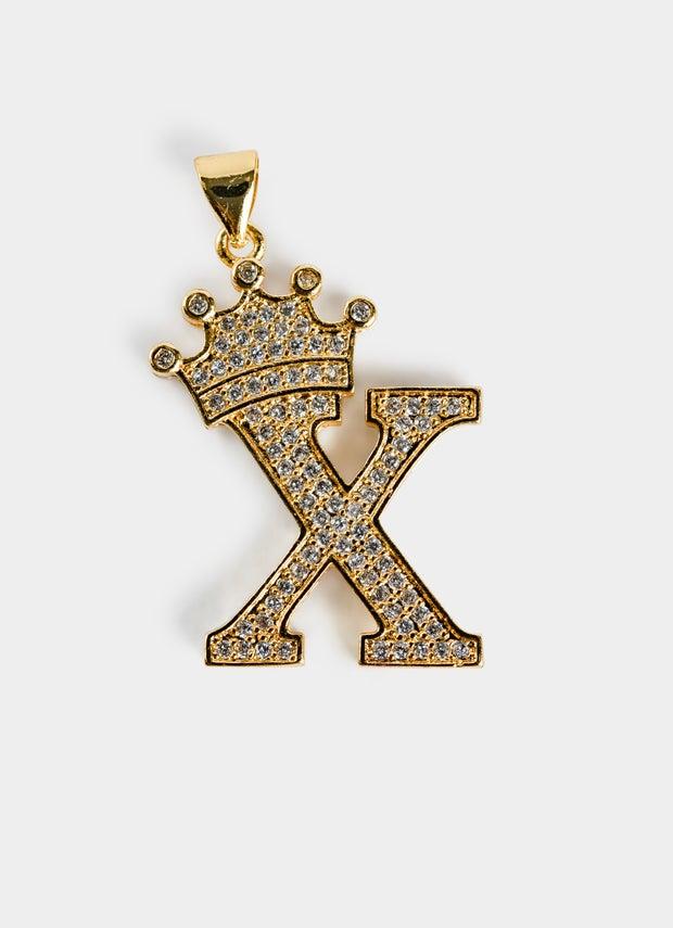 Vendetta Crown Letter X Pendant in Gold