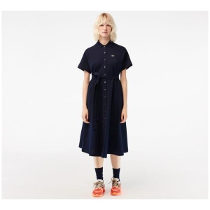 Women's Belted Piqué Polo Dress