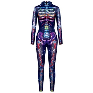 halloween zentai jumpsuit Women's Black Jumpsuit Leotard Skeleton Halloween Scary Lycra Spandex Catsuit