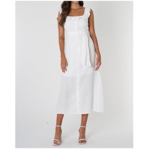 Amelius Sale Women's Bohdi Linen Midi Dress White 8 Linen Midi Dresses Afterpay Available