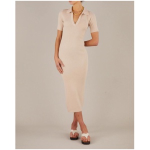 Amelius Sale Women's Pablo Knit Dress Beige L Viscose Midi Dresses Afterpay Available