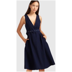 Belle And Bloom Sale Women's Miss Independence Midi Dress Navy Navy / XS Elastane Midi Dresses Afterpay Available