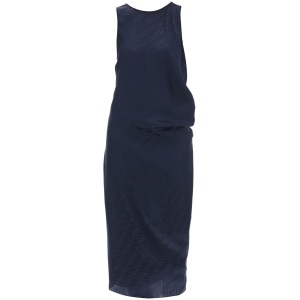 FENDI draped ff silk midi dress