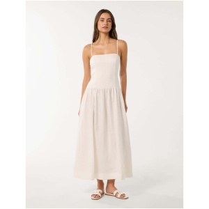 Forever New Women's Brooke Linen Drop-Waist Dress in Porcelain