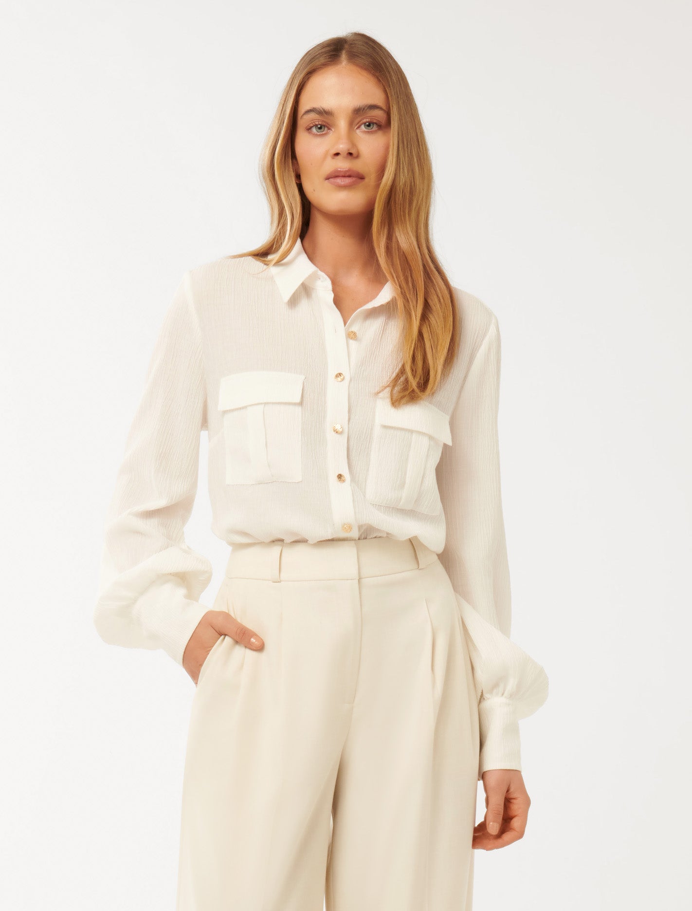 Forever New Women's Molly Textured Utility Shirt in Ivory