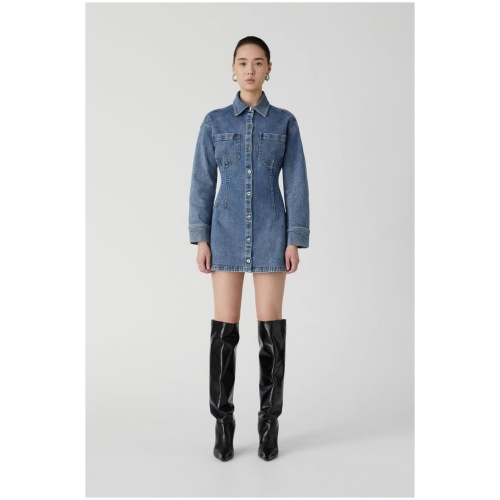 Misha Sale Women's JAVIER DENIM MINI DRESS XS Designer Mini Dresses Afterpay Available