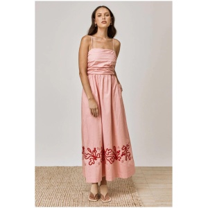 Mon Renn Sale Women's MYSTIQUE MIDI DRESS STRAWBERRY SWIRL AU/UK 6 Cotton Midi Dresses Afterpay Available