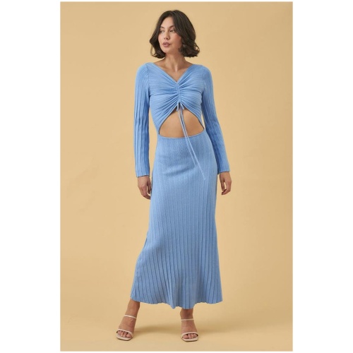 Mon Renn Sale Women's SENSE KNIT DRESS TRANQUIL BLUE 8 Viscose Midi Dresses Afterpay Available