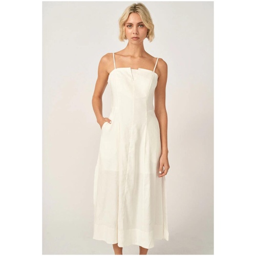 Sovere Studio Sale Women's SERENDIPITY MIDI DRESS WHITE AU/UK 8 Linen Designer Midi Dresses Afterpay Available