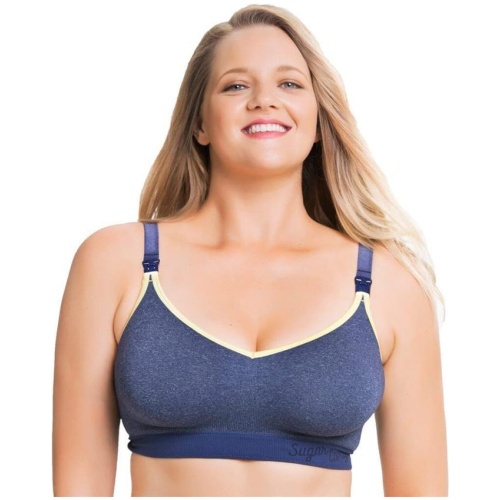 Sugar Candy Crush Fuller Bust Seamless F-HH Cup Wire-free Nursing Bra - Denim L 27-8008 Plus Size Bra - Afterpay Available