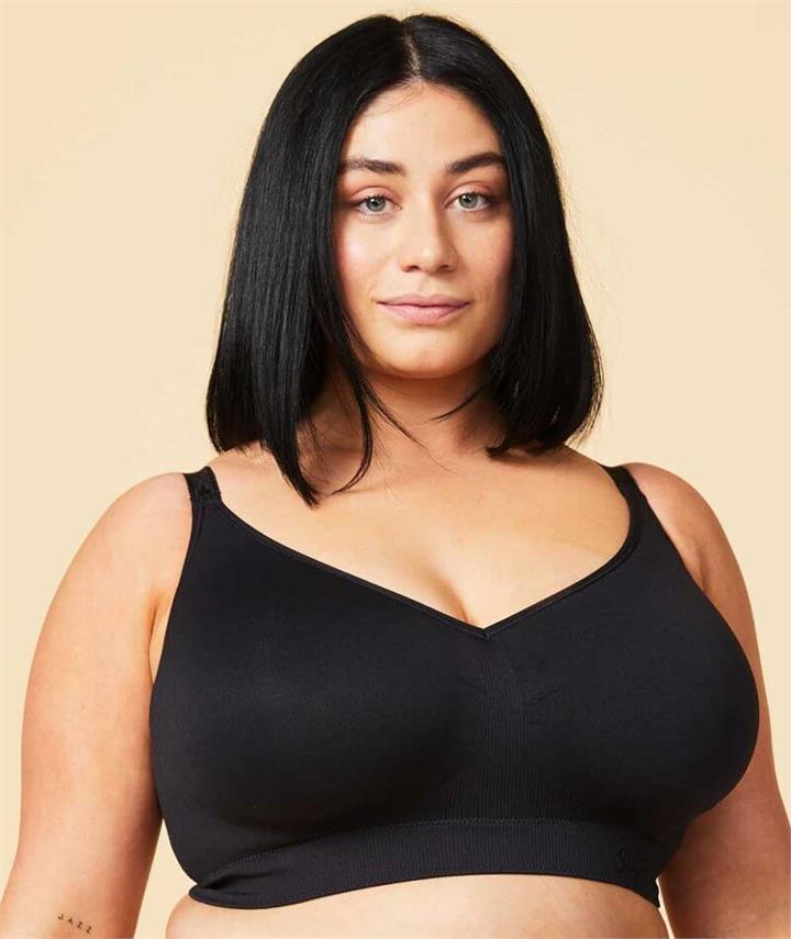 Sugar Candy Fuller Bust Seamless F-Hh Cup Wire-Free Lounge Bra - Black S 28-8005 Plus Size Bra - Afterpay Available