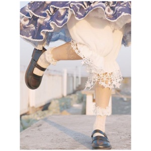 Sweet Lolita Bloomers Fringe Stars Pattern Cropped White Lolita Shorts