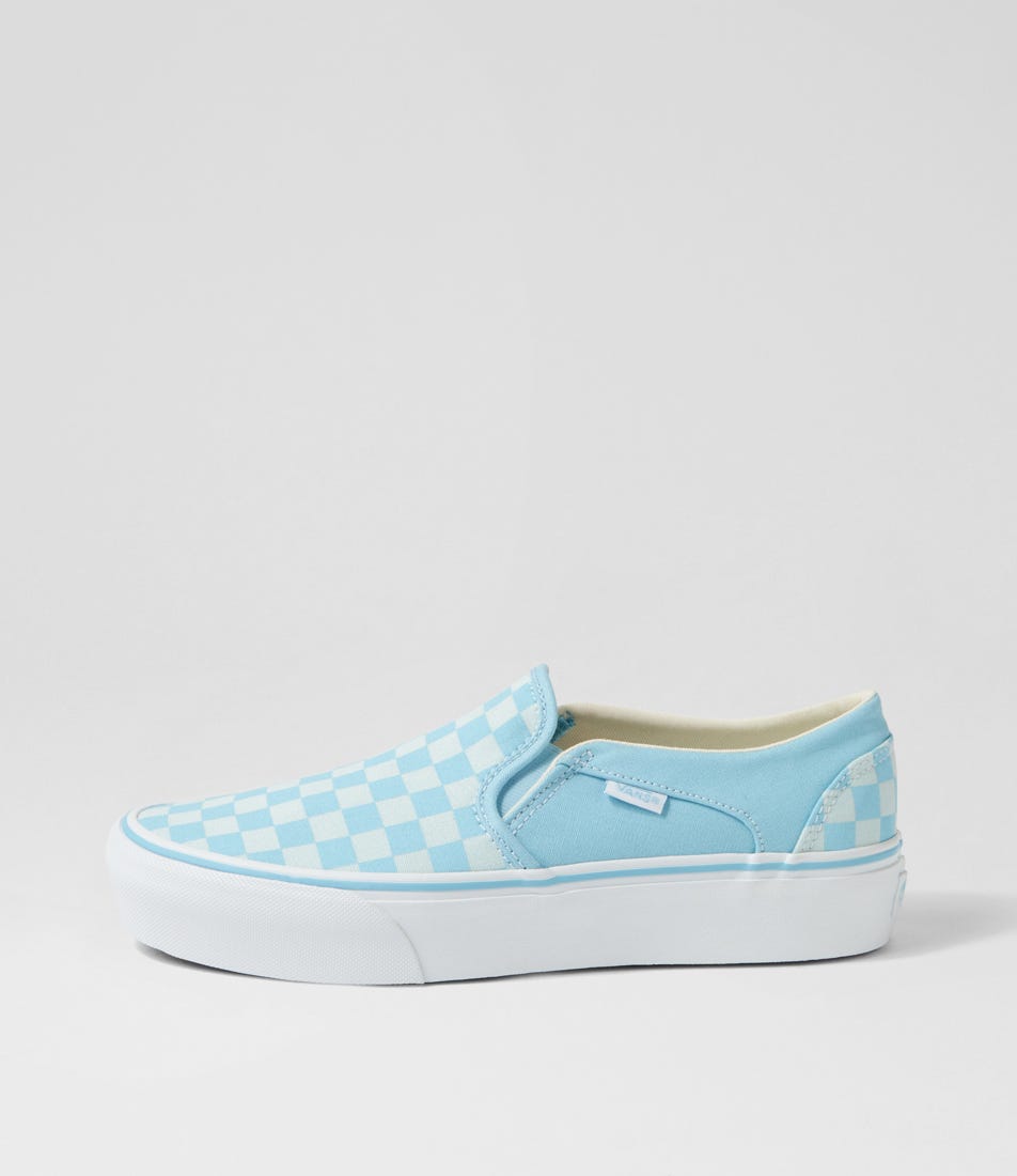 Vans Asher Platform W Vn Checkerboard Blue Canvas Checkerboard Blue Sneakers Womens Shoes Casual Casual Sneakers