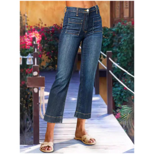 Women's Jeans Fashion Blue Straight Cotton