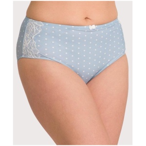 Ava & Audrey Jacqueline Full Brief with Lace - Blue/Ivory 16 CL710102 Plus Size Knickers Underwear Panties - Afterpay Available