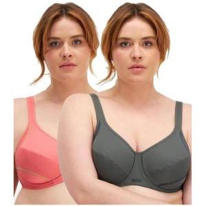 Berlei Electrify Underwire 2 Pack Sports Bra - Fortress/Rose 14B Y556P Plus Size Bra - Afterpay Available