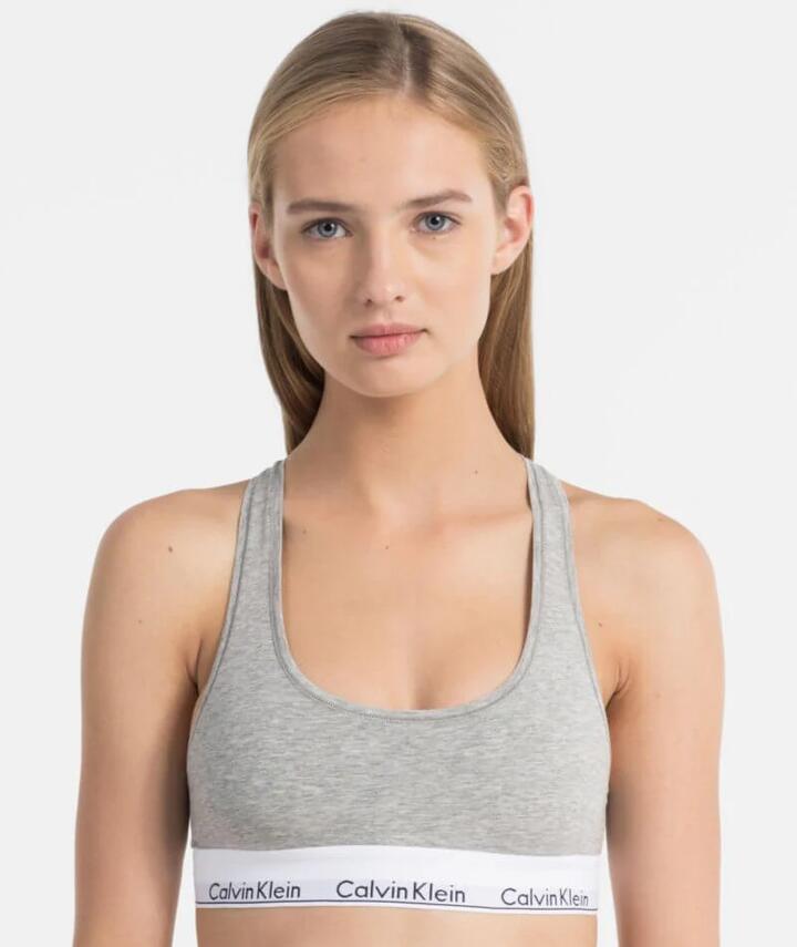 Calvin Klein Modern Cotton Unlined Bralette - Grey Heather F3785 Bra - Afterpay Available