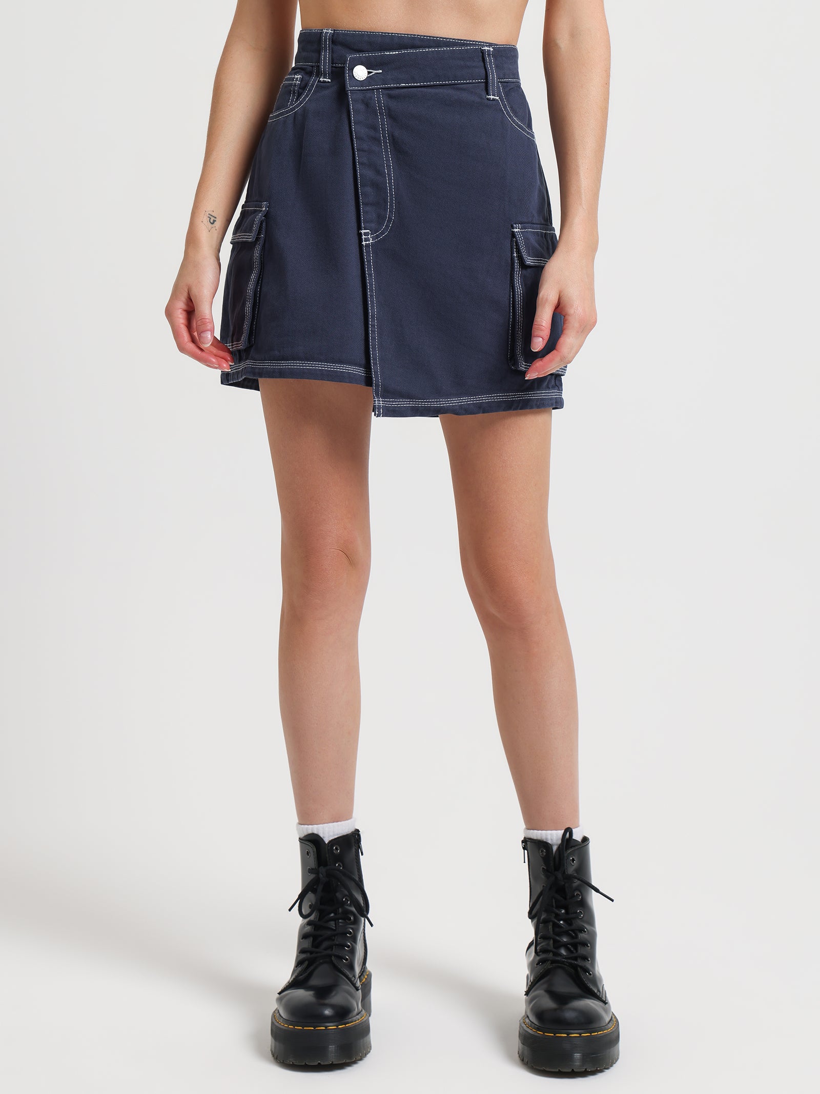 Delphine Wrap Skirt in Indigo