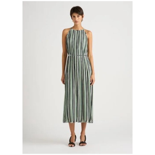 Evelina Stripe Pleat Dress