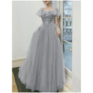 Evening Dress A-Line Strapless Floor-Length Pearls Formal Party Dresses