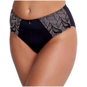 Fayreform Elise High Cut Brief - Black/Cafe Creme F35-679 Plus Size Knickers Underwear Panties - Afterpay Available