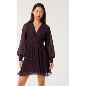 Forever New Women's Genevieve Pleated Mini Dress in Eggplant