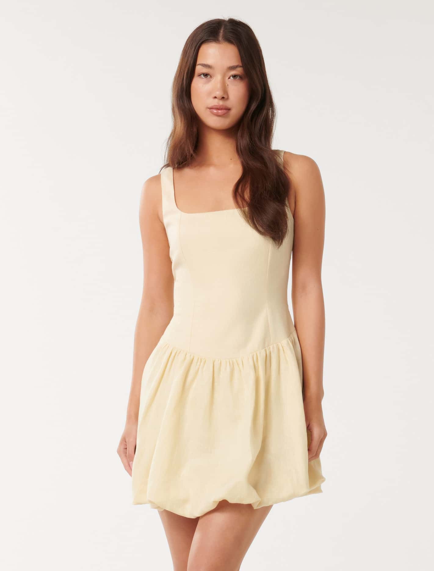 Forever New Women's Heidi Bubble Hem Mini Dress in Lemon Drop