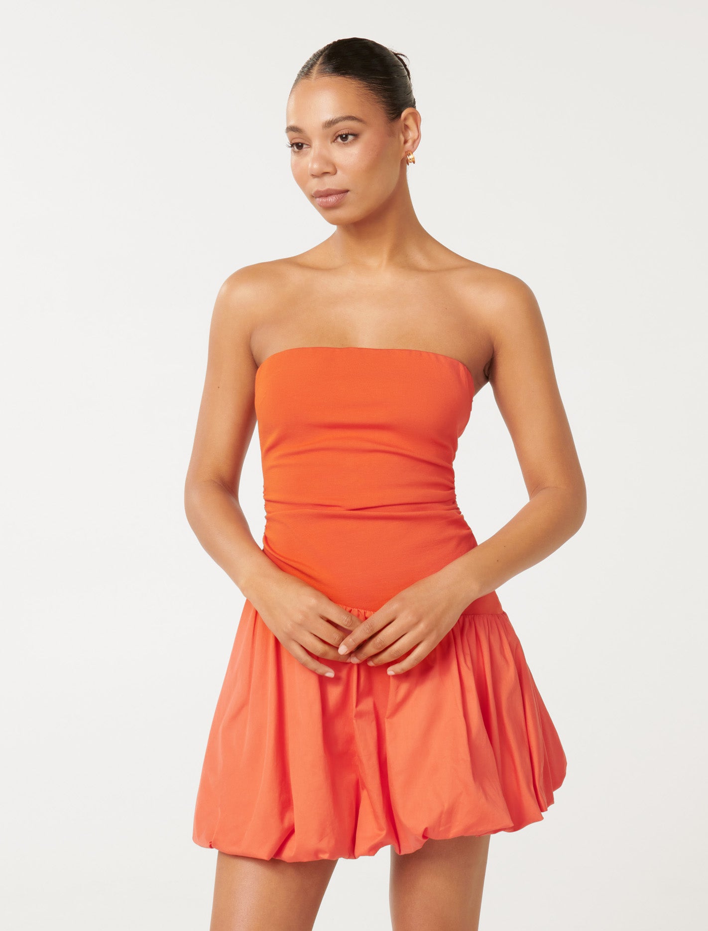 Forever New Women's Jordyn Bubble-Hem Mini Dress in Orange Fire