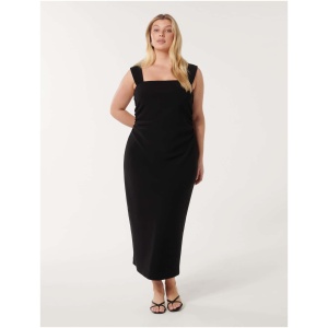 Forever New Women's Reina Curve Ruched Bodycon Midi Dress in Black