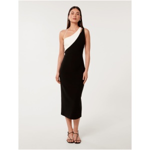 Forever New Women's Toni Colour Block Midi Dress in Black White