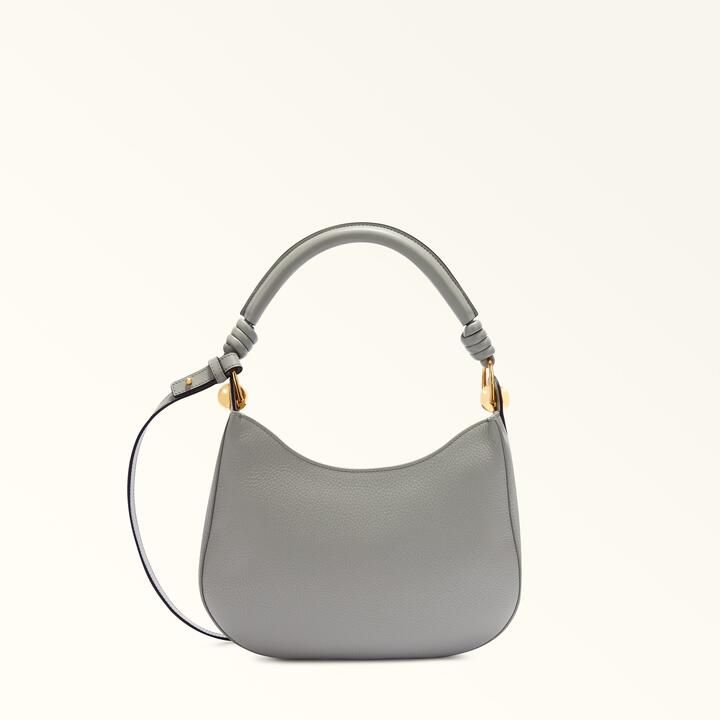 Furla Sfera Shoulder Bag Cenere Grey Grained Calf Leather + Soft Calf Leather Woman