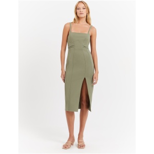 Kavita Bonded Midi Dress in Fern