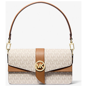 MK Greenwich Medium Logo Shoulder Bag - Natural - Michael Kors