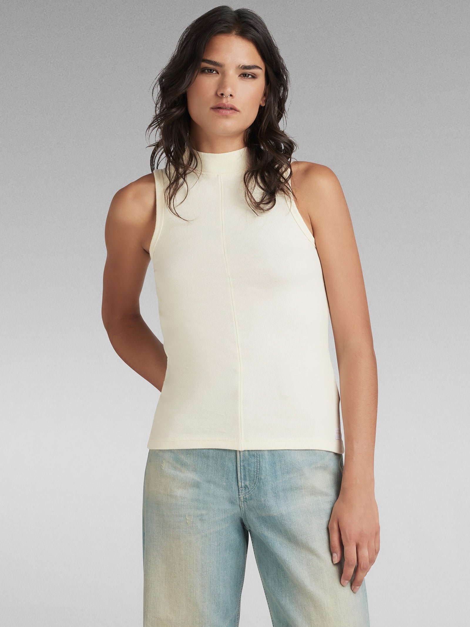 Open Back Mock Slim T-Shirt