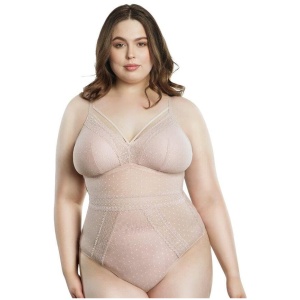 Parfait Mia Dot Plus Bodysuit - Cameo Rose P6017 Plus Size Bodysuits & Basques - Afterpay Available