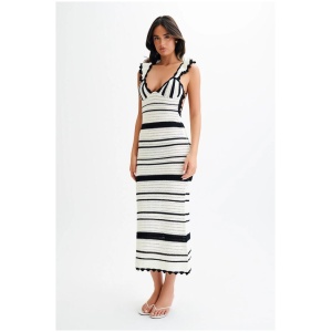 Perpetua Knit Contrast Maxi Dress - Black And White